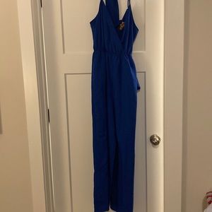 Linen Royal Blue Jumpsuit